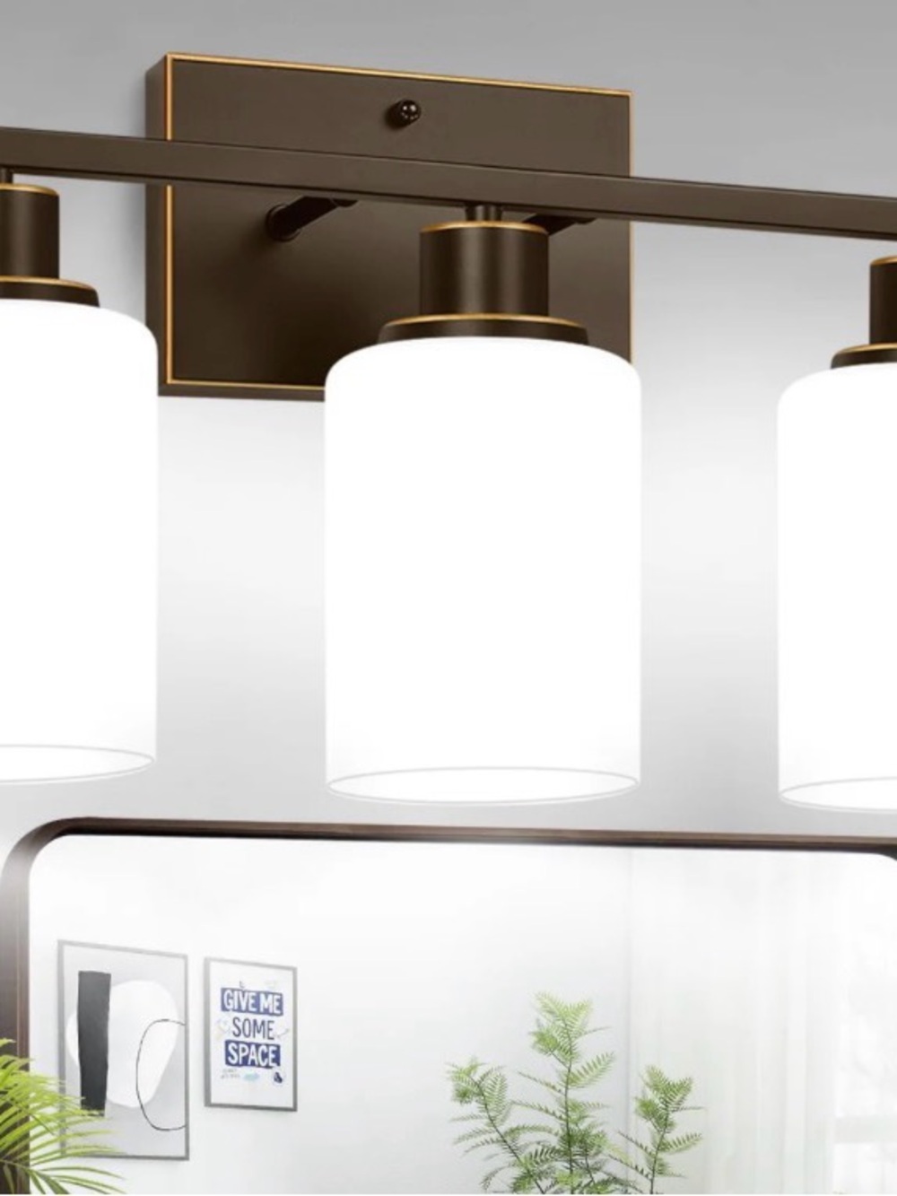 3-Light Bathroom Light Fixtures, Vanity Light with Milky White Shades